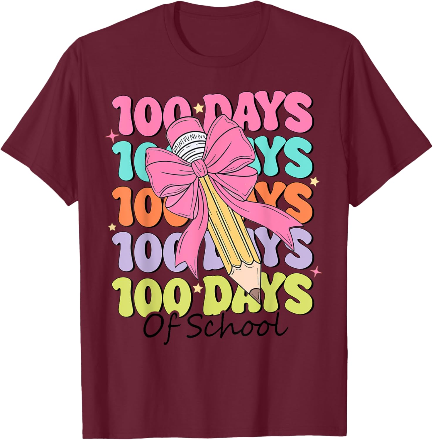 100 Days of School Teacher Coquette Bow T-Shirt for Fun Classroom Celebrations - 13