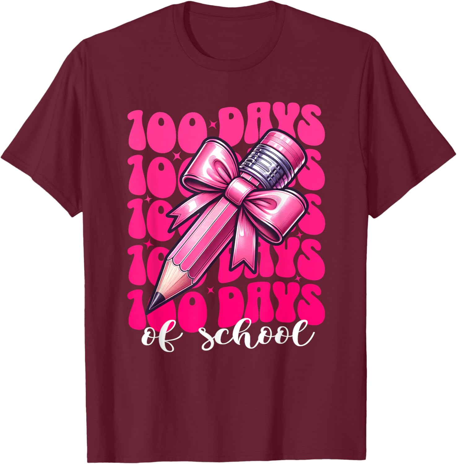 100th Day of School Girls Coquette Bow T-Shirt for Fun Celebration - 4