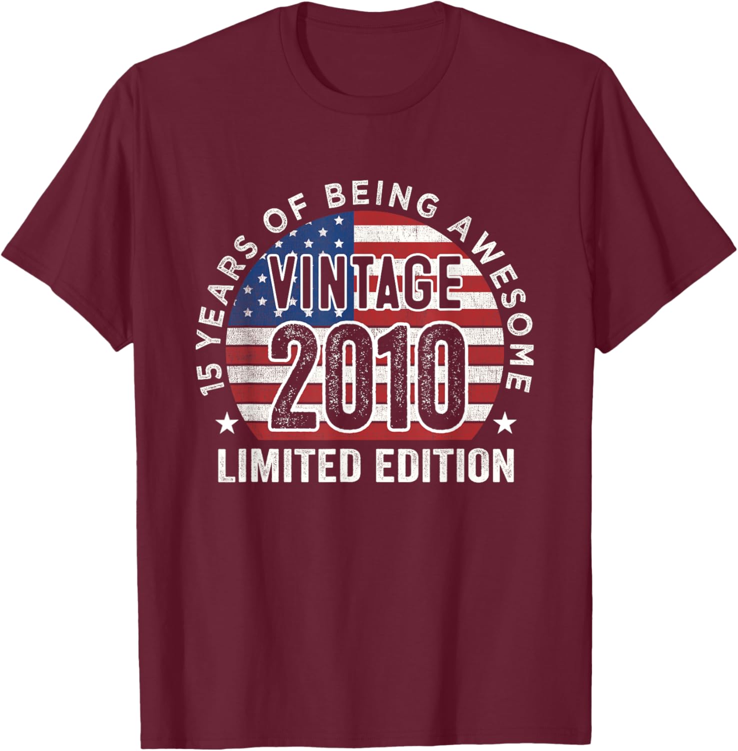 Vintage 2010 USA Flag T-Shirt for 15th Birthday Gifts for Men - 12
