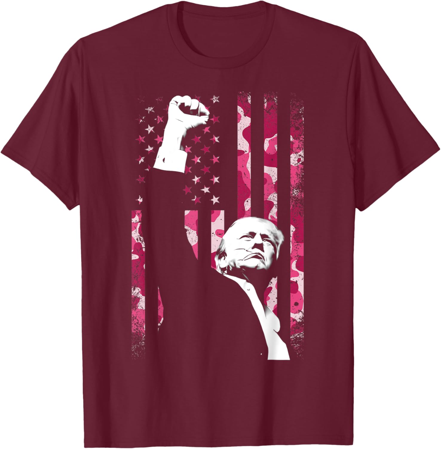 4th of July Pink Camo US Flag T-Shirt Perfect for Summer Celebrations - 1