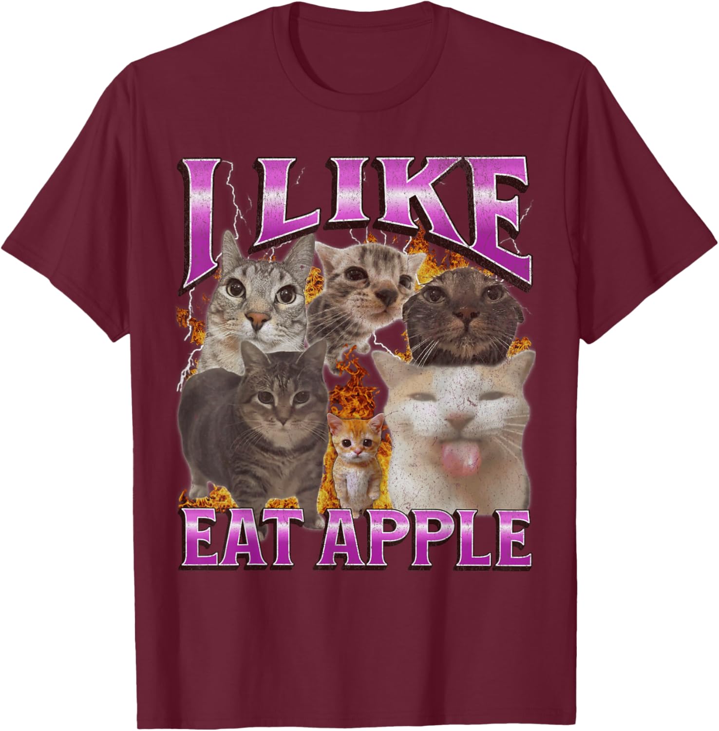 Funny Cat Meme Graphic T-Shirt I Like Eat Apples for Men and Women - 15