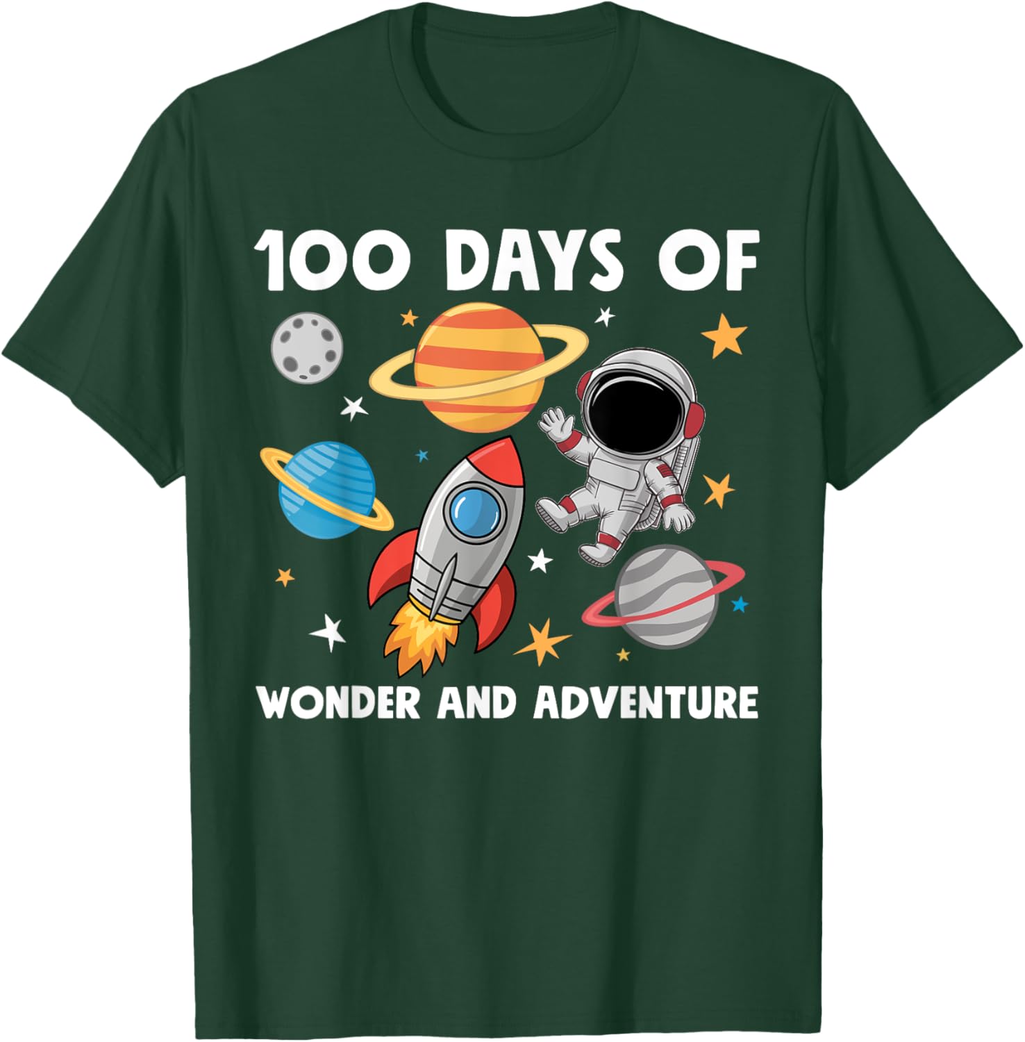 100 Days of School Astronaut T-Shirt for Boys Kids Space Theme Fun - 2