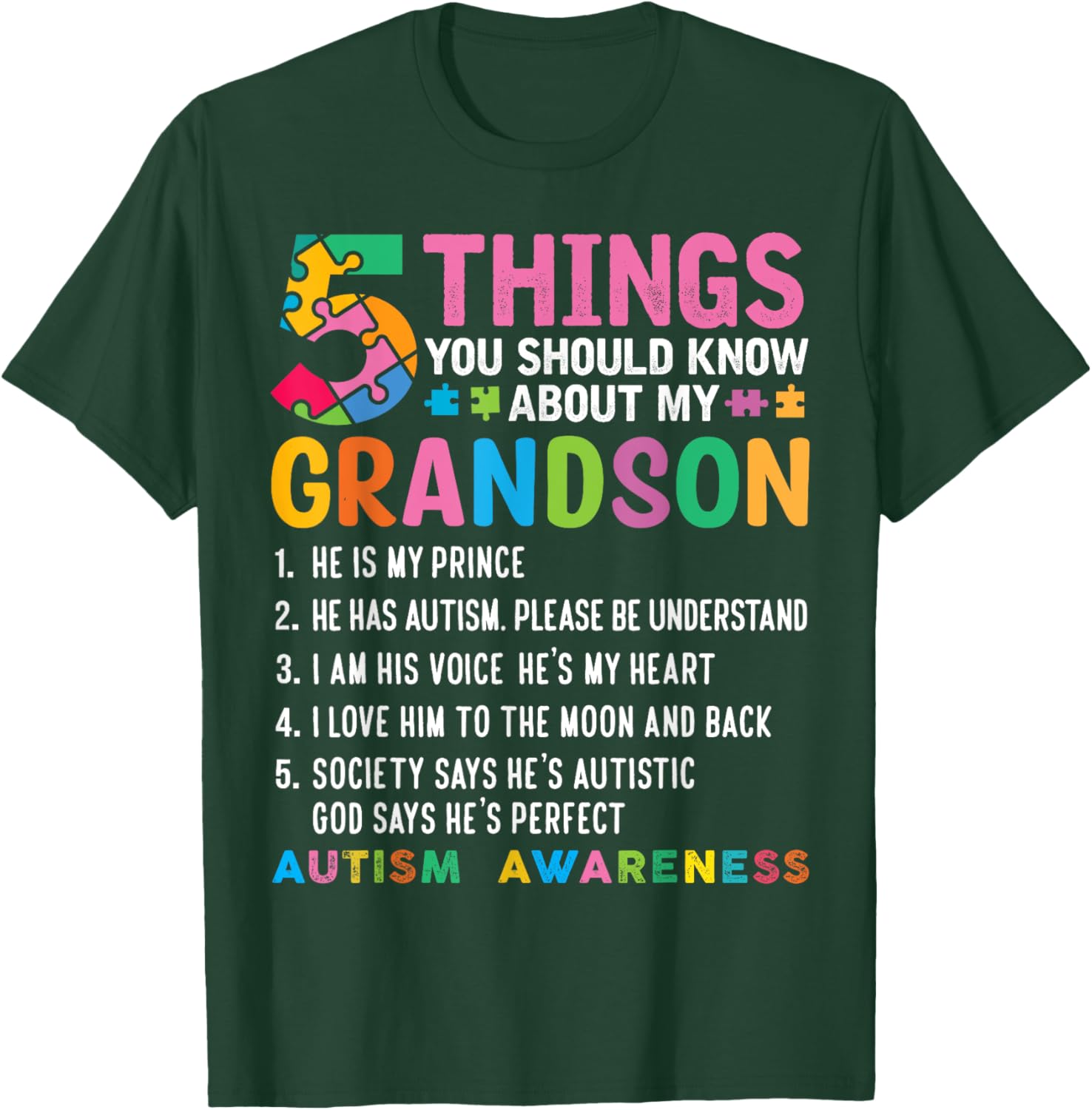5 Essential Facts About My Grandson Autism Awareness T-Shirt for All - 2