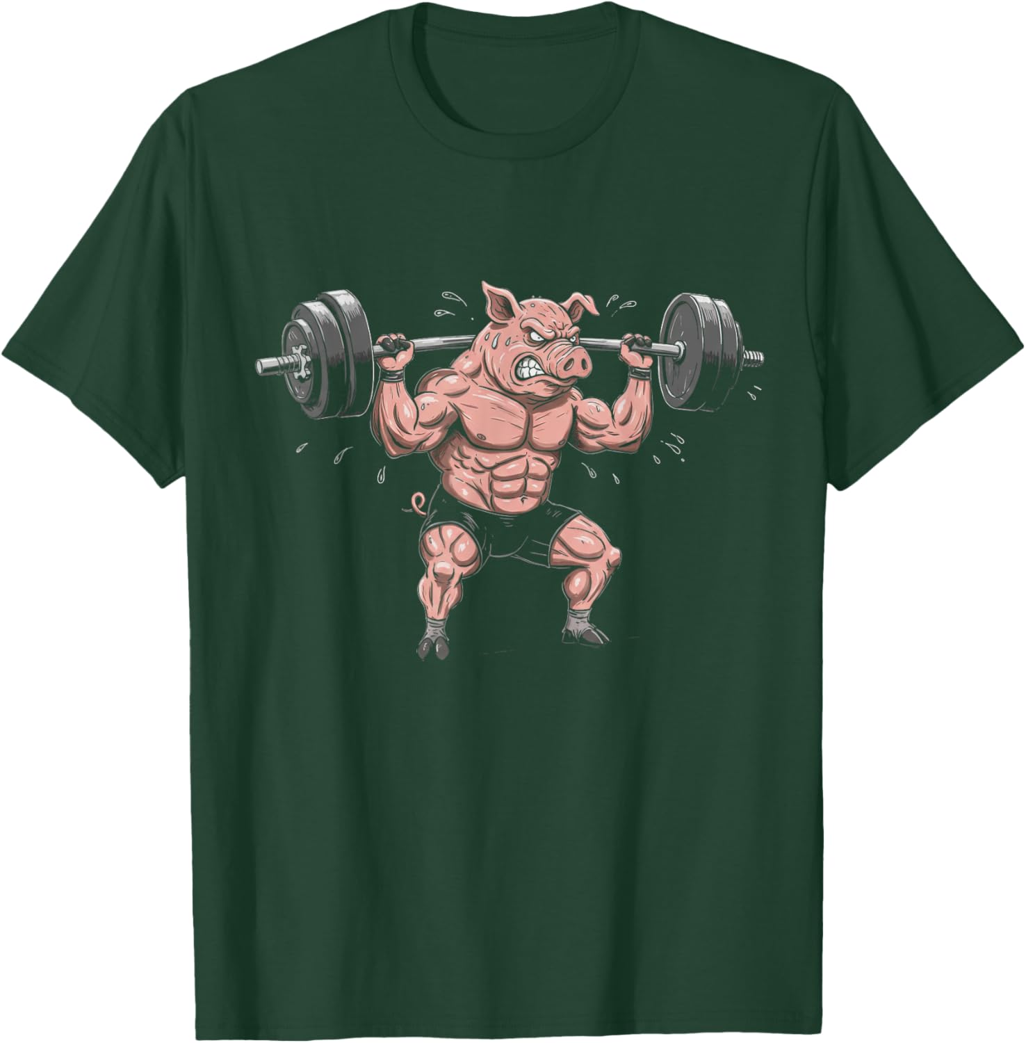 Funny Muscular Pig Lifting Barbell Gym T-Shirt for Workout Lovers - 4