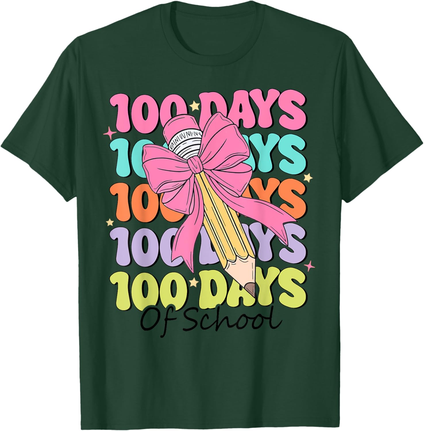 100 Days of School Teacher Coquette Bow T-Shirt for Fun Classroom Celebrations - 7