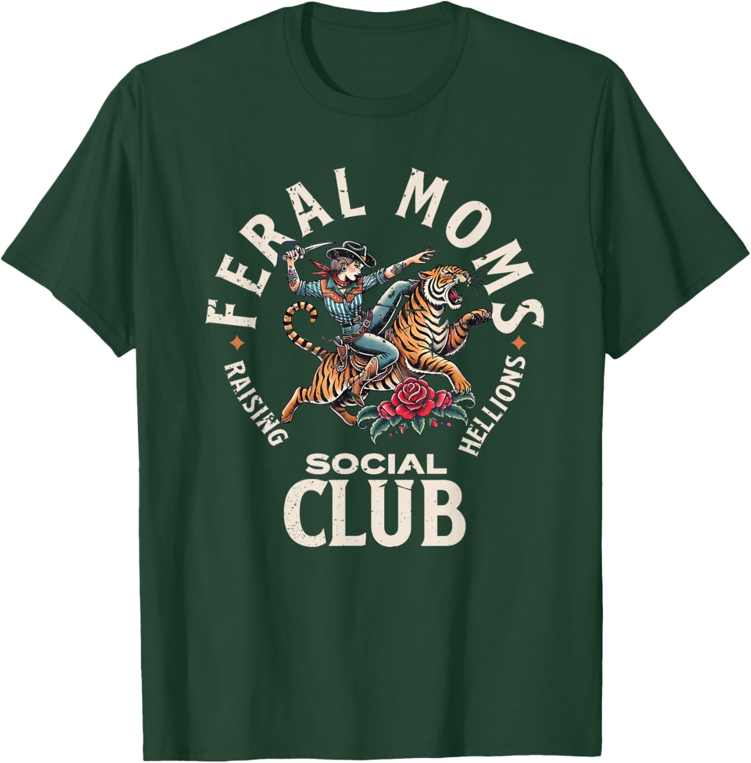 Retro Funny Feral Moms Social Club T-Shirt for Sarcastic Mothers - 7