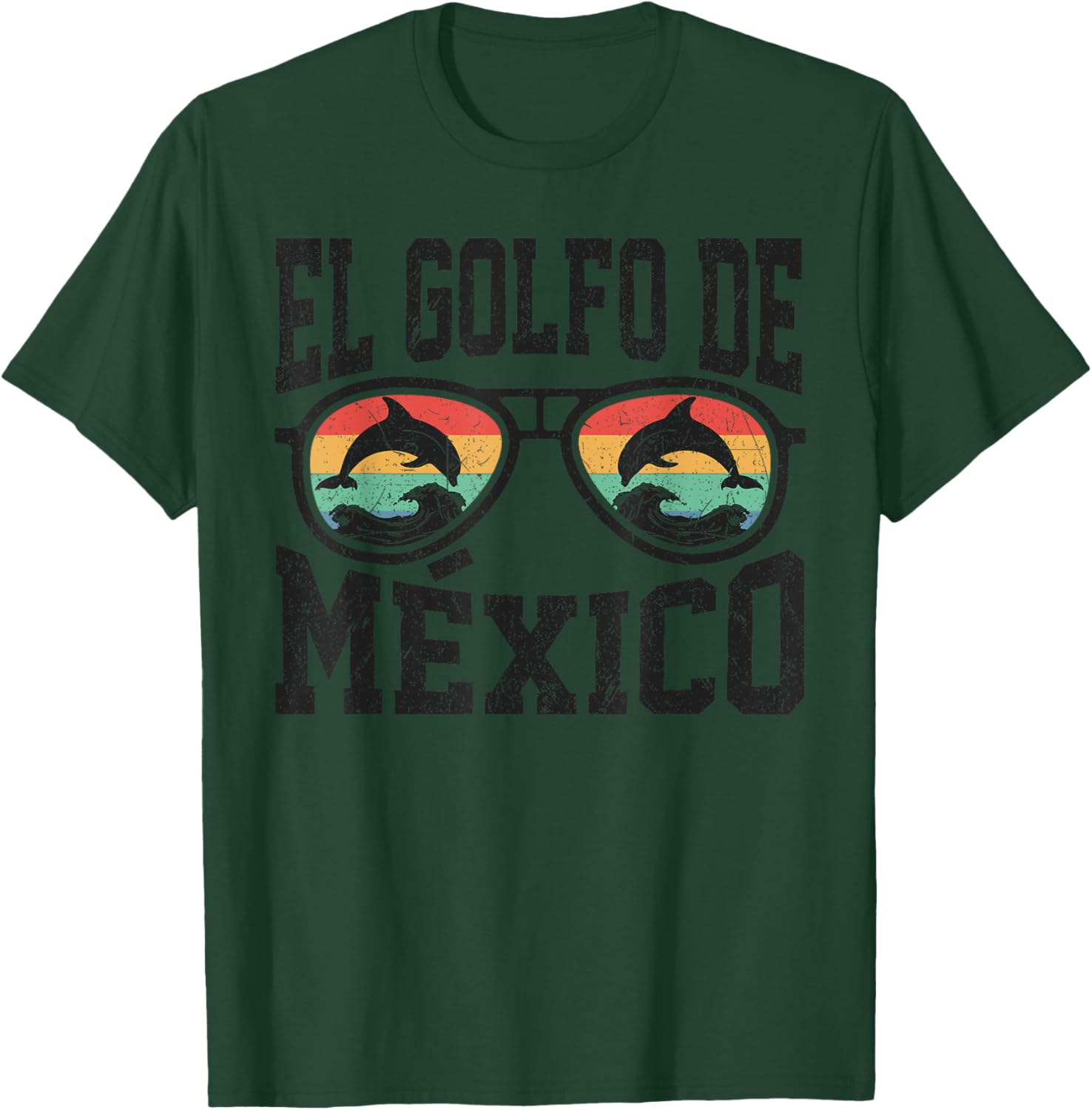 El Golfo De Mexico Dolphin Beach T-Shirt Retro Vintage Sunglasses Style - 10