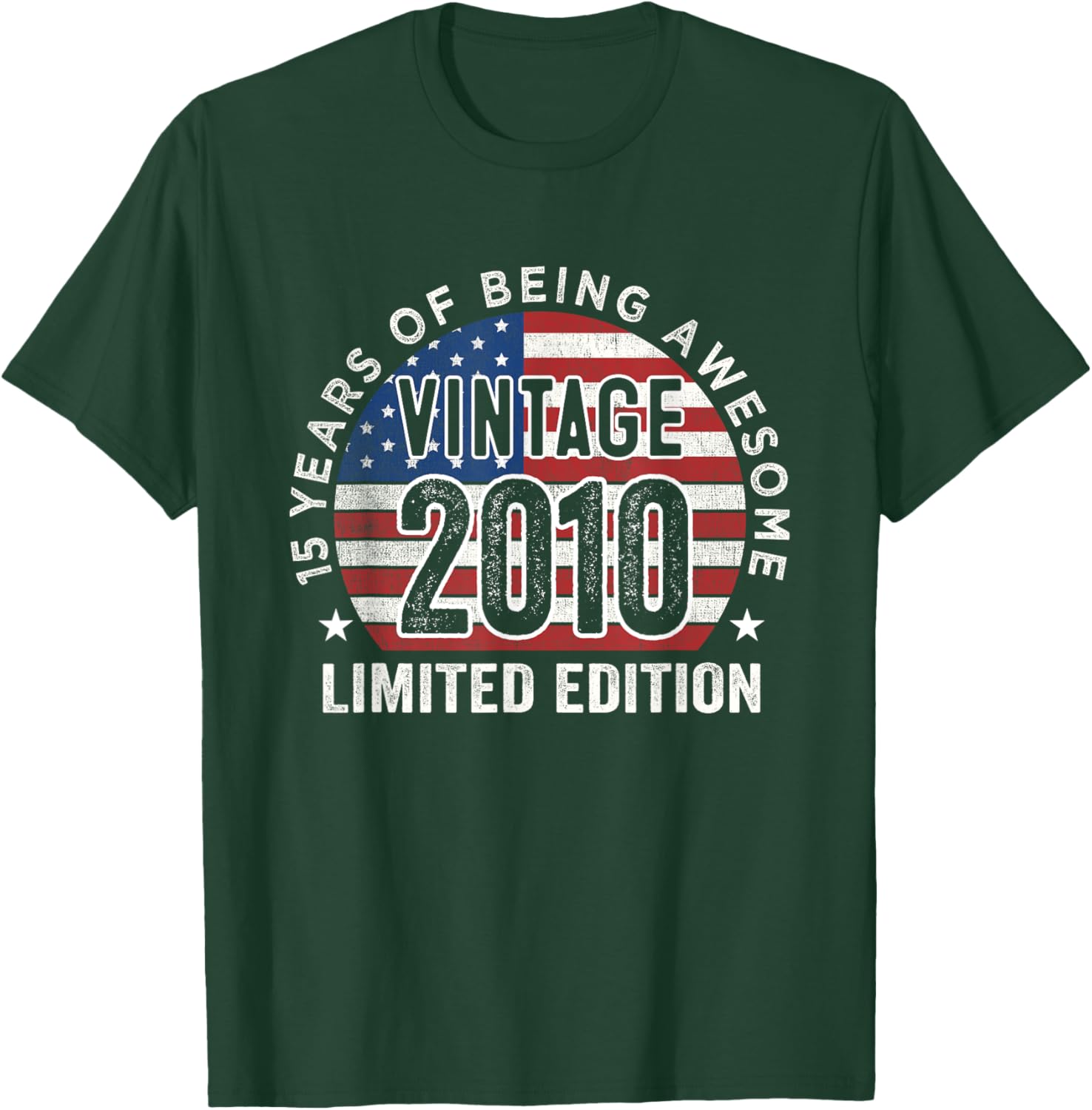 Vintage 2010 USA Flag T-Shirt for 15th Birthday Gifts for Men - 1
