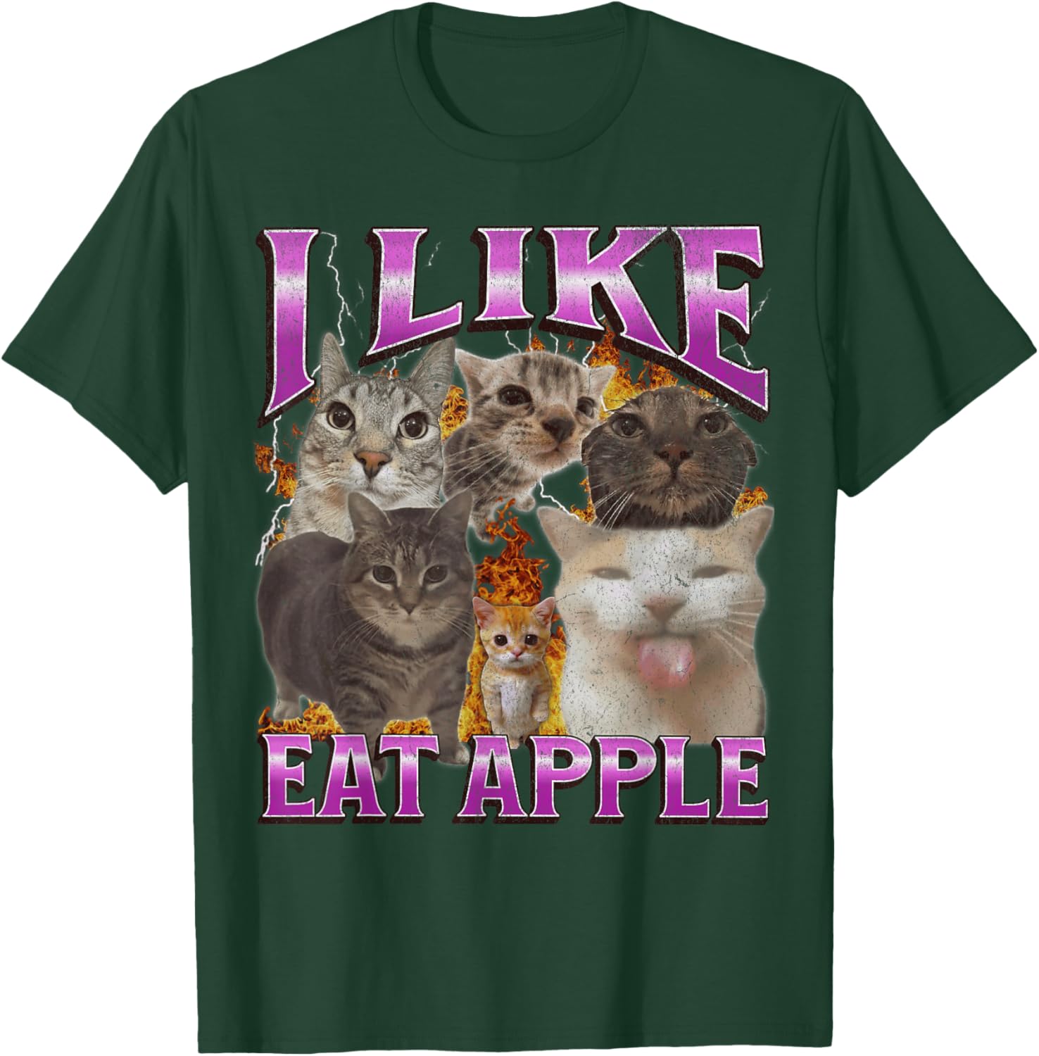 Funny Cat Meme Graphic T-Shirt I Like Eat Apples for Men and Women - 25