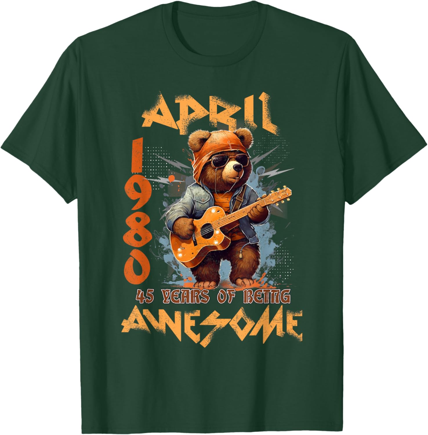 45th Birthday Bear T-Shirt for Men Real Legends April 1980 Gift - 2