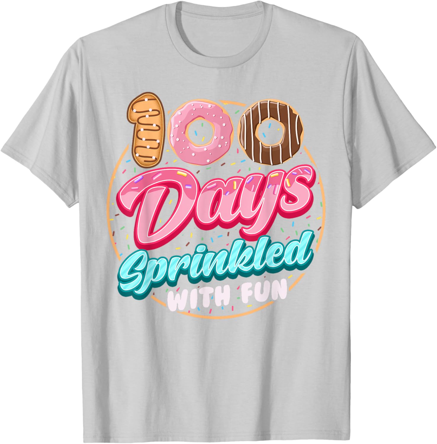 100 Days of Fun Donuts Girls T-Shirt for 100th Day of School Celebration - 18