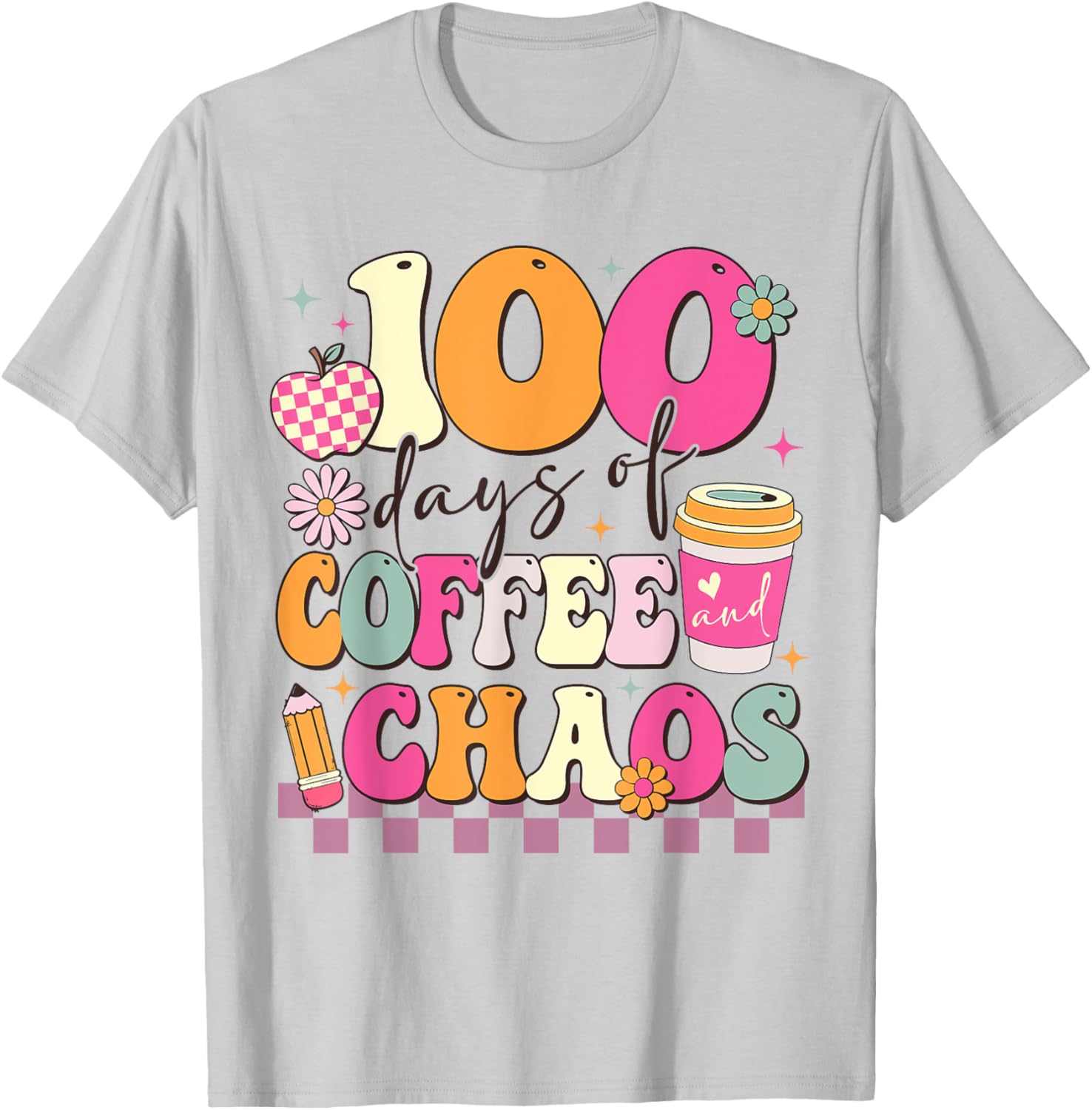 100 Days of Coffee and Chaos 100th Day School T-Shirt for Kids - 8