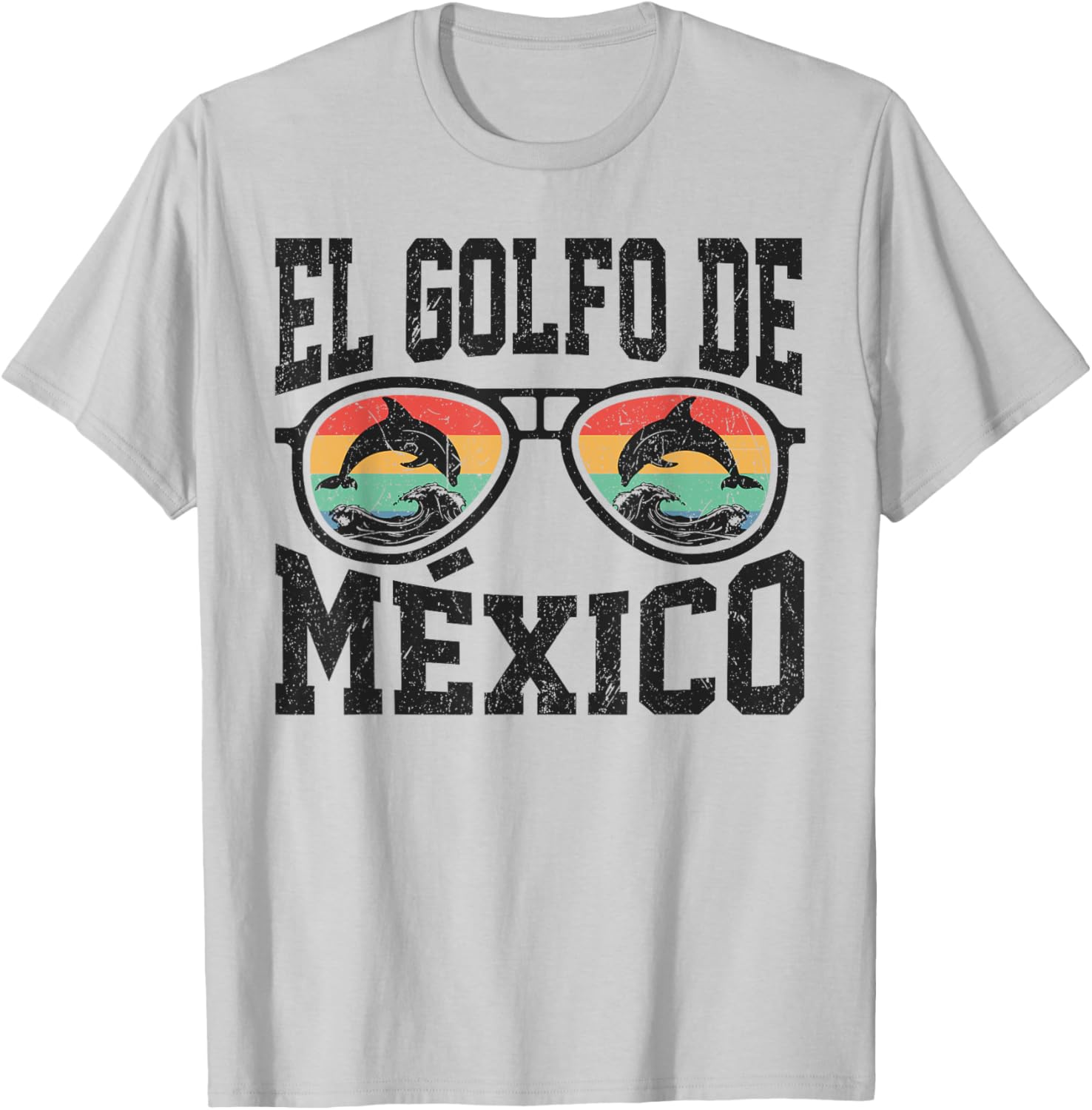 El Golfo De Mexico Dolphin Beach T-Shirt Retro Vintage Sunglasses Style - 9