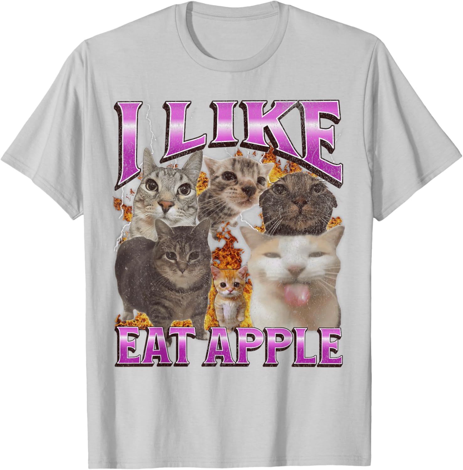 Funny Cat Meme Graphic T-Shirt I Like Eat Apples for Men and Women - 27
