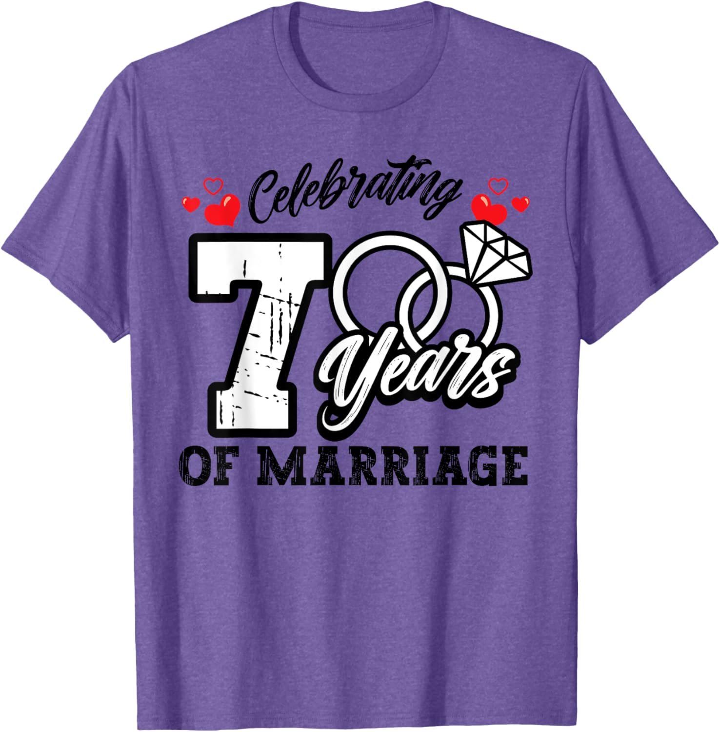 7th Wedding Anniversary Matching T-Shirt for Couples Celebrating Love - 2