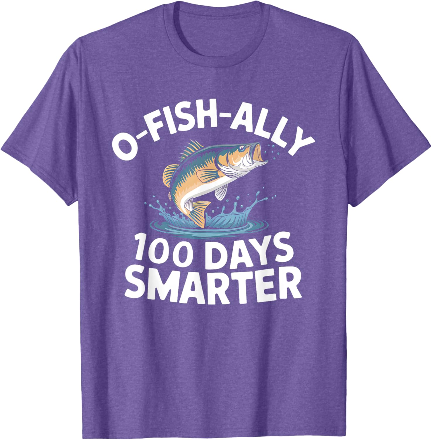 100 Days Smarter Kids Fishing T-Shirt for 100th Day of School Fun - 1