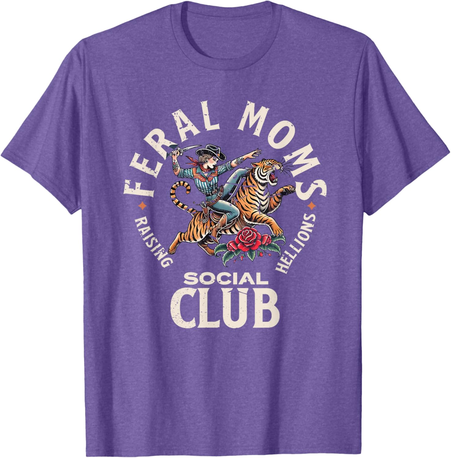 Retro Funny Feral Moms Social Club T-Shirt for Sarcastic Mothers - 15