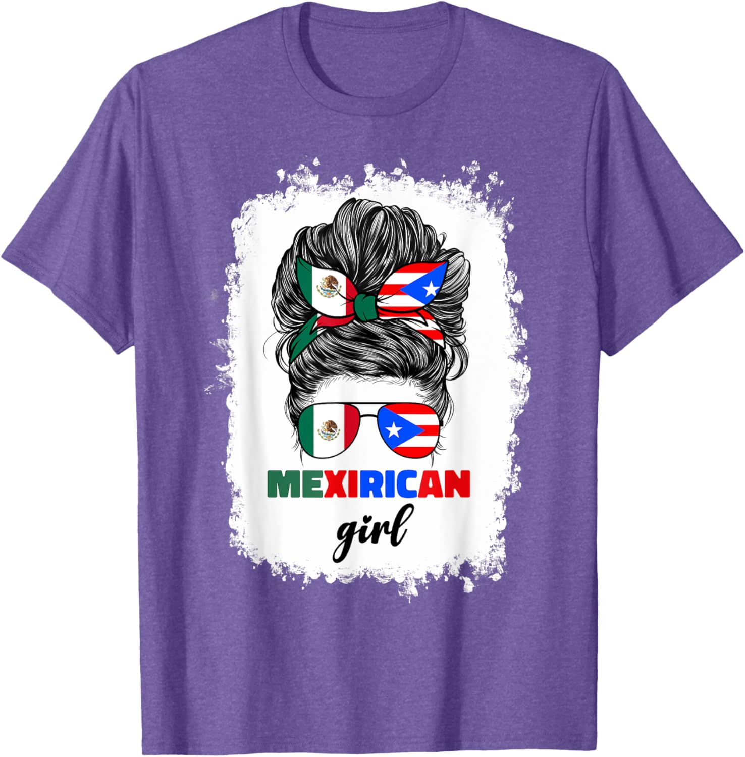 Mexirican Girl Mix T-Shirt Half Mexican Puerto Rican Flag Design - 14
