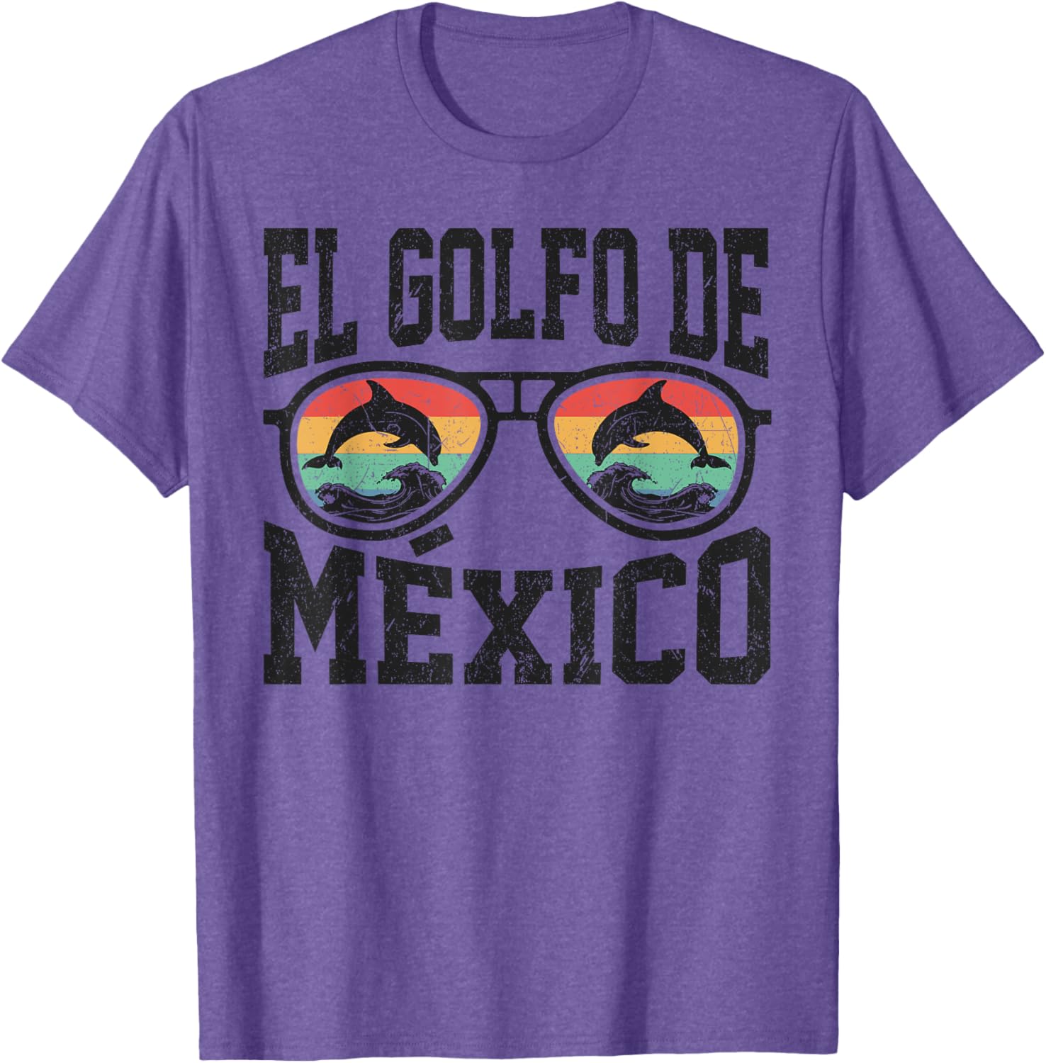 El Golfo De Mexico Dolphin Beach T-Shirt Retro Vintage Sunglasses Style - 8