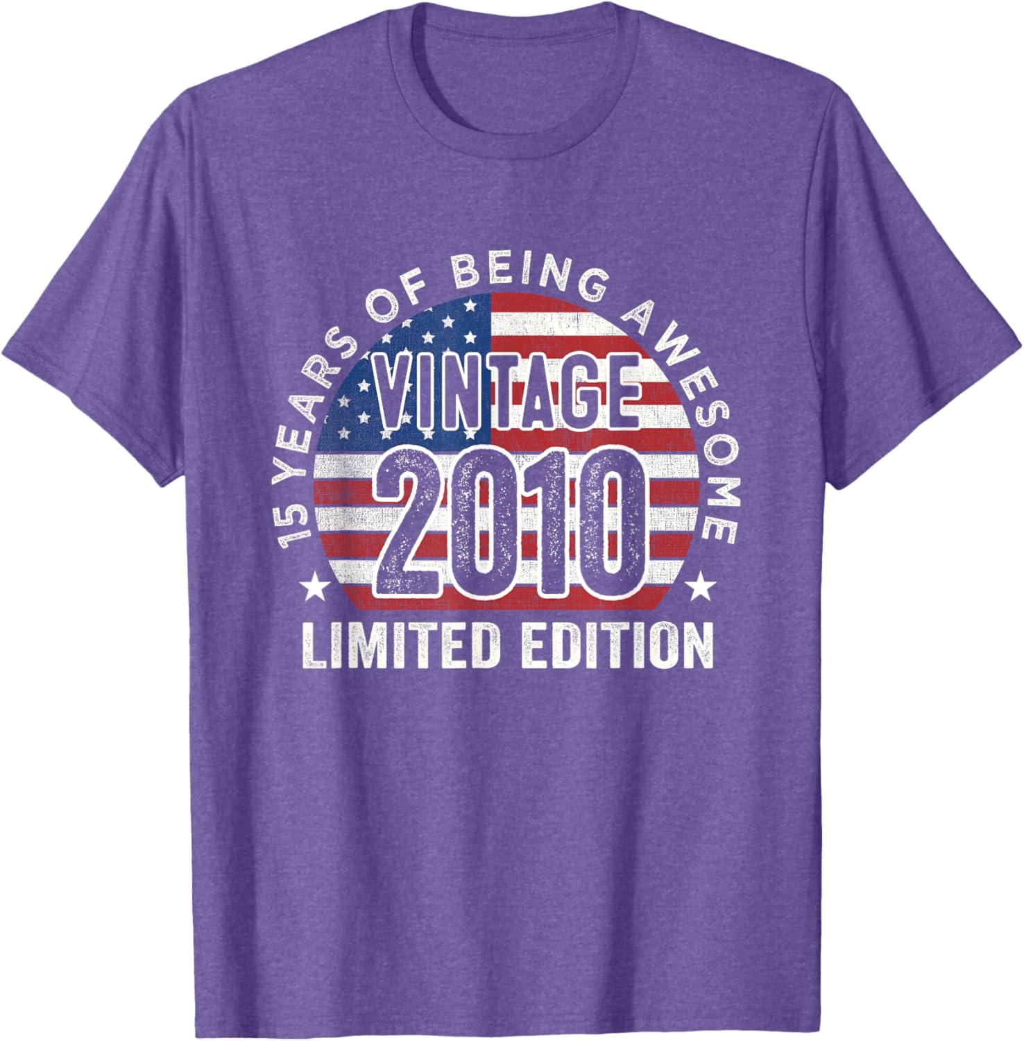 Vintage 2010 USA Flag T-Shirt for 15th Birthday Gifts for Men - 15