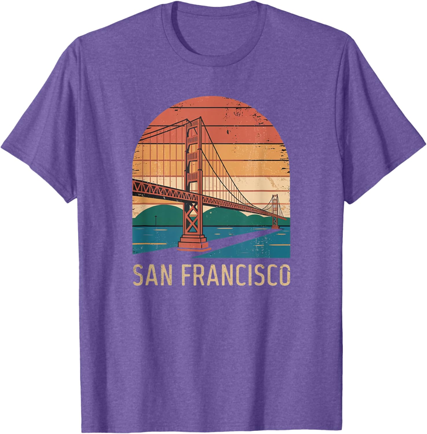 Retro San Francisco Bridge Sunset T-Shirt for Vintage Style Lovers - 2
