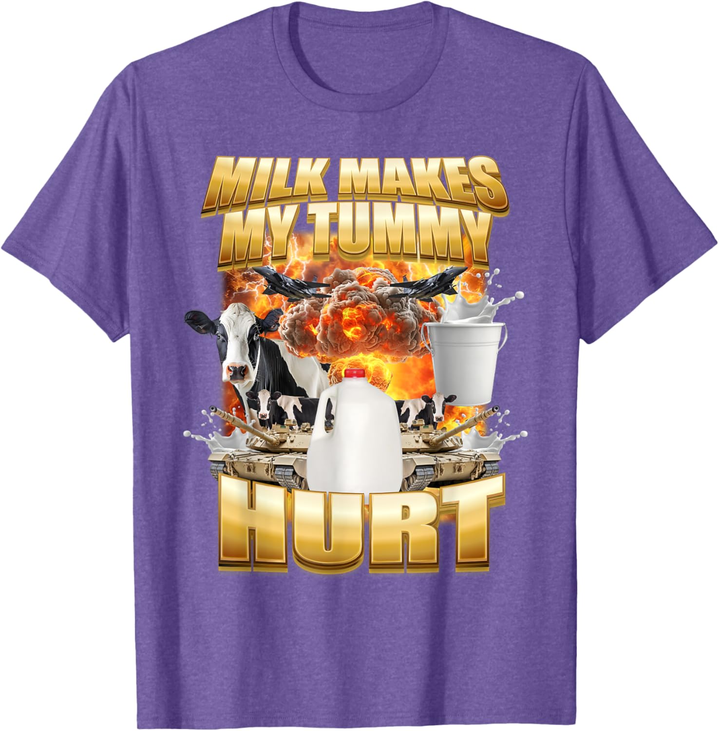 Funny Cow Meme T-Shirt for Milk Lovers - Tummy Hurt Humor Shirt - 7