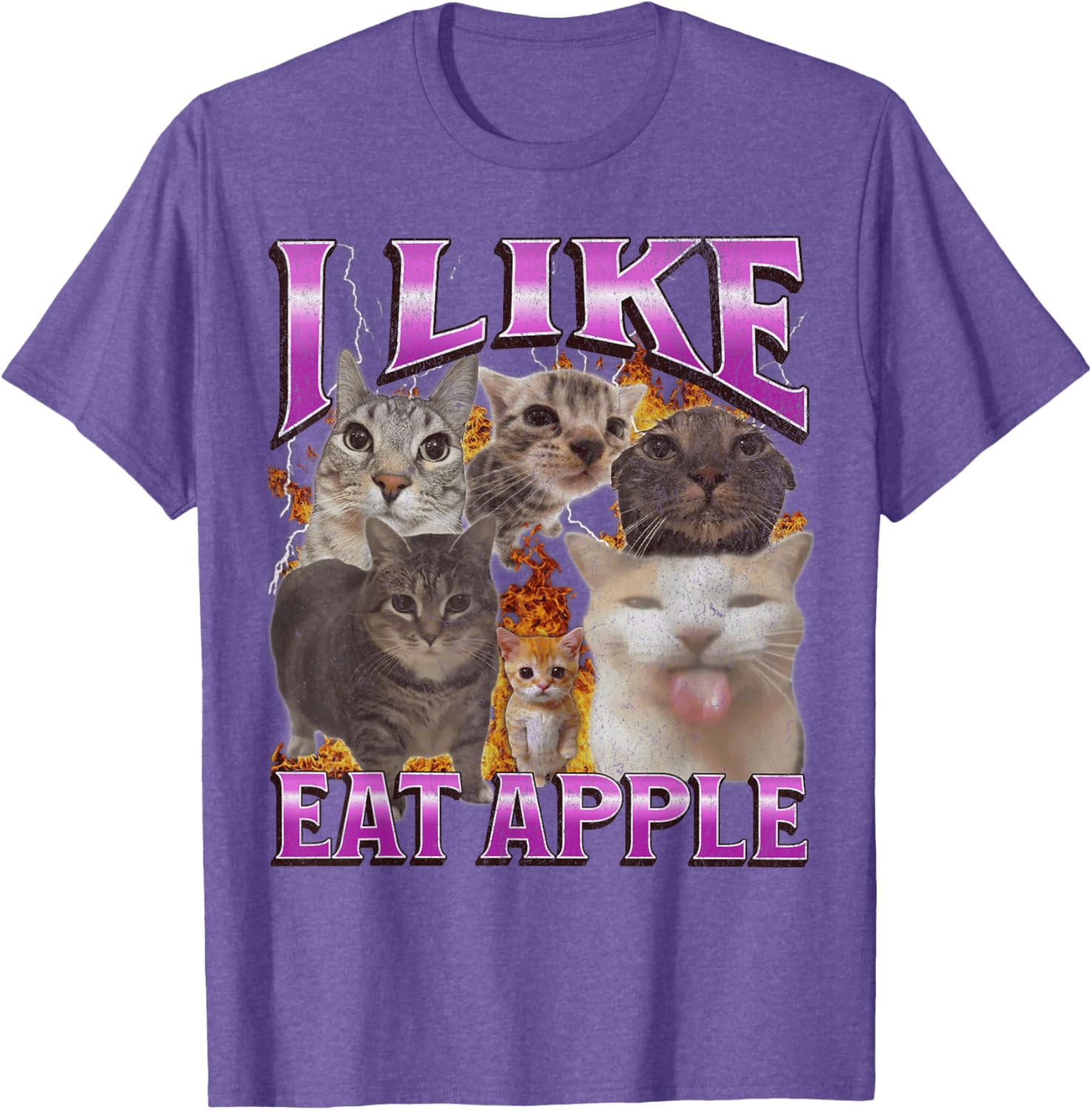 Funny Cat Meme Graphic T-Shirt I Like Eat Apples for Men and Women - 10