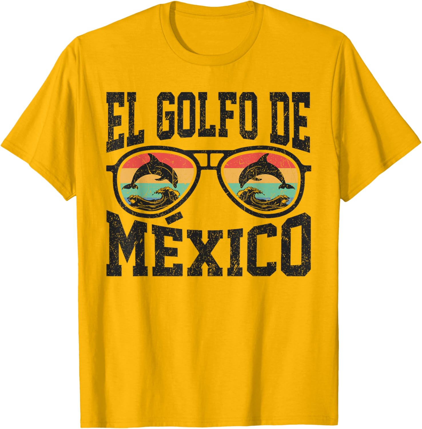 El Golfo De Mexico Dolphin Beach T-Shirt Retro Vintage Sunglasses Style - 22