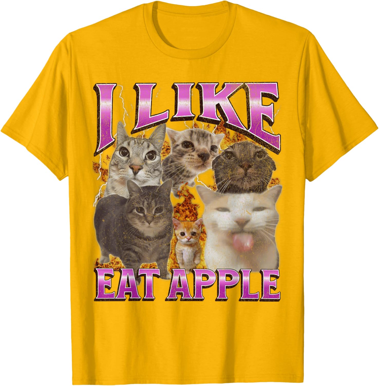 Funny Cat Meme Graphic T-Shirt I Like Eat Apples for Men and Women - 1