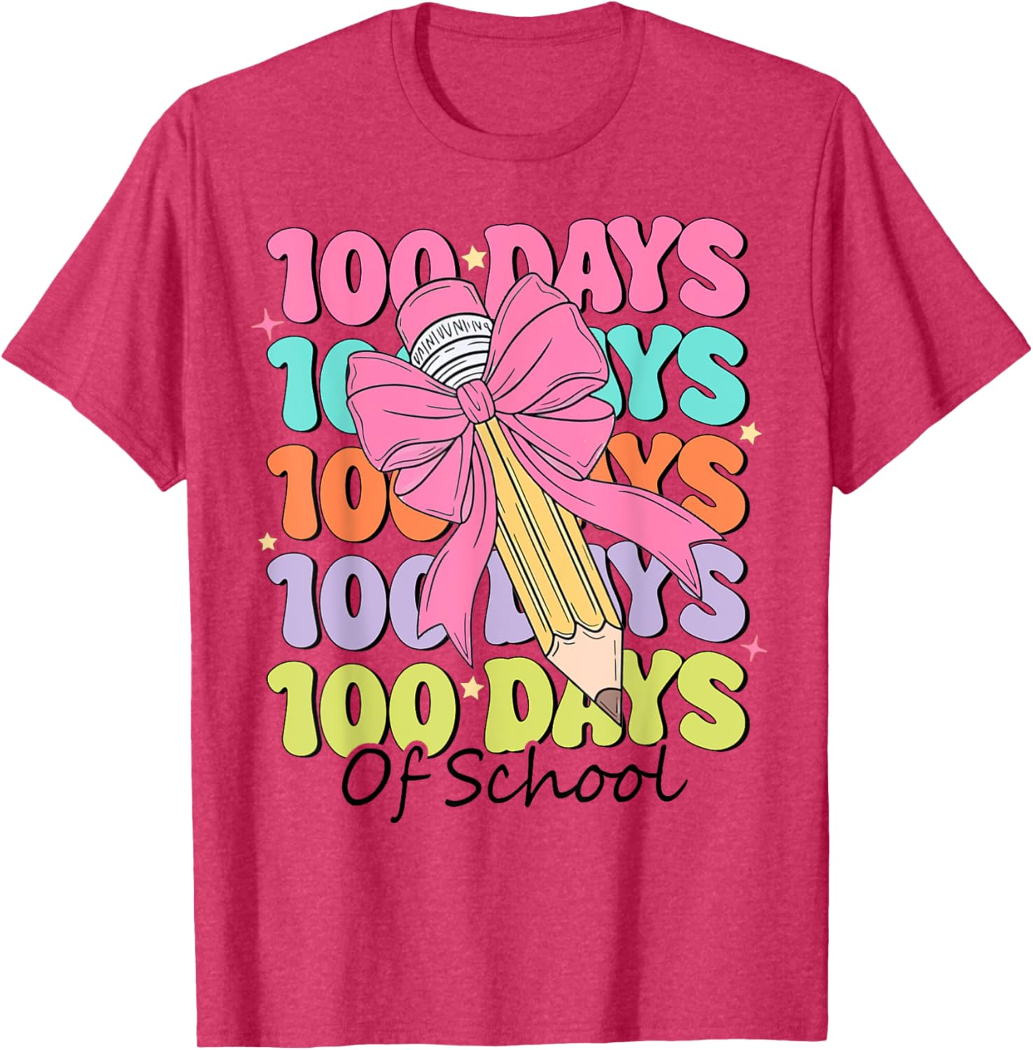 100 Days of School Teacher Coquette Bow T-Shirt for Fun Classroom Celebrations - 2