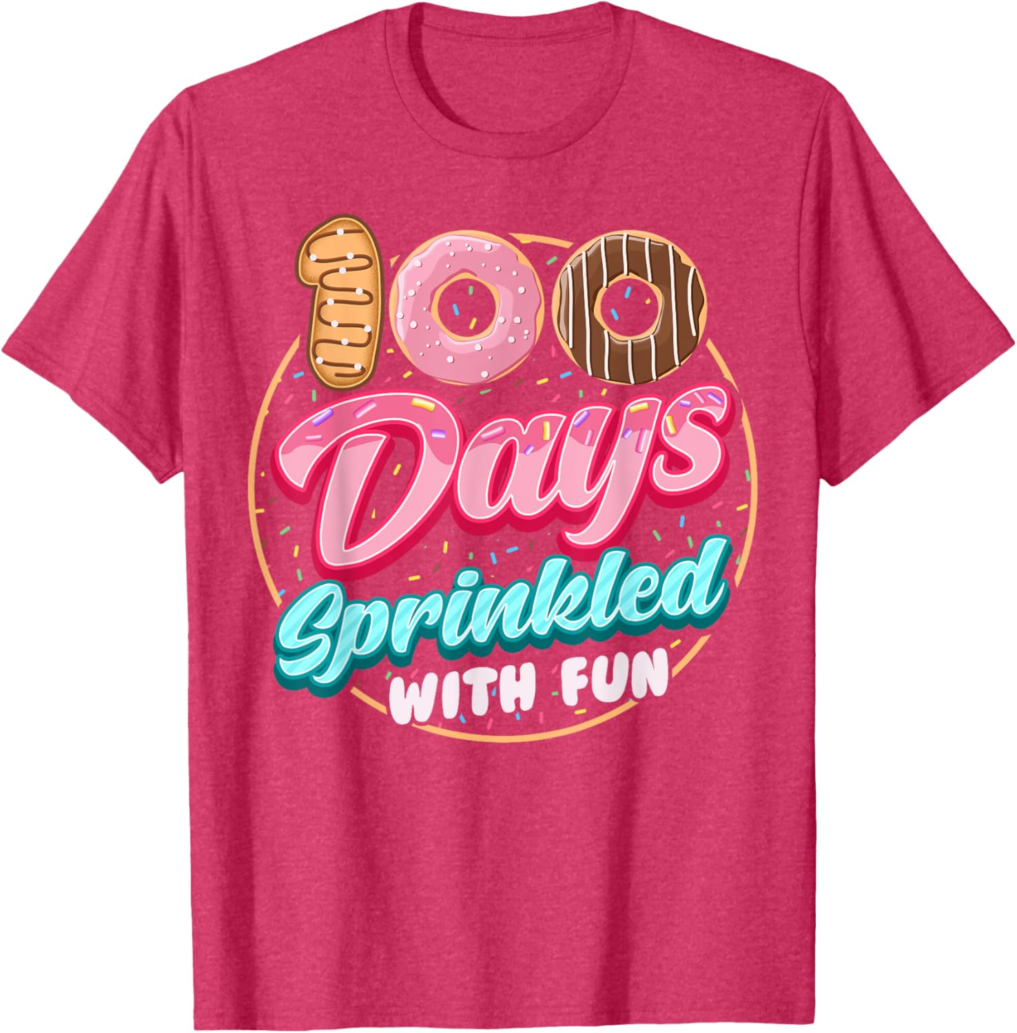 100 Days of Fun Donuts Girls T-Shirt for 100th Day of School Celebration - 25