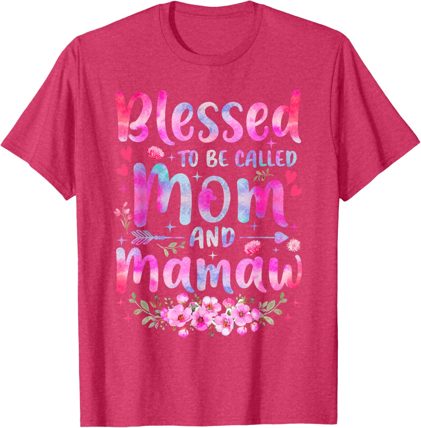 Blessed to Be Called Mom and Mamaw Floral T-Shirt for Mother's Day - 2