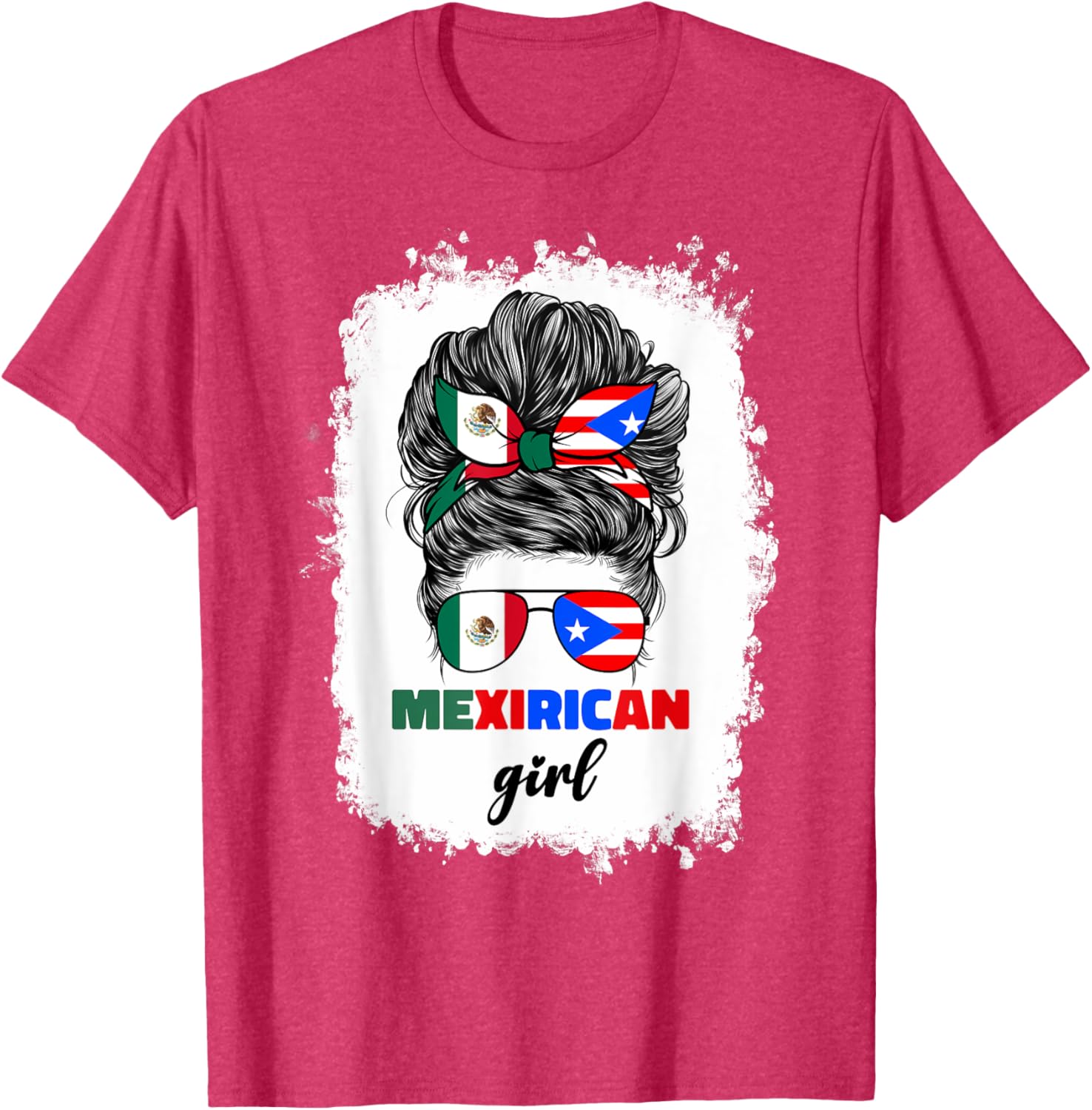 Mexirican Girl Mix T-Shirt Half Mexican Puerto Rican Flag Design - 18