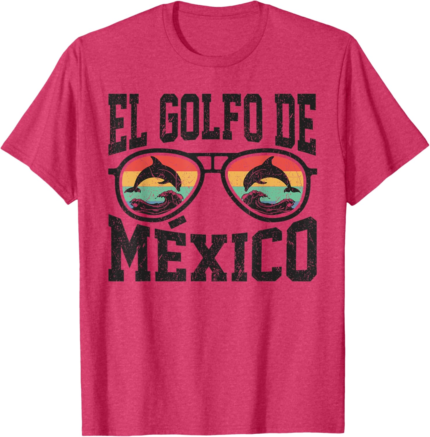 El Golfo De Mexico Dolphin Beach T-Shirt Retro Vintage Sunglasses Style - 12