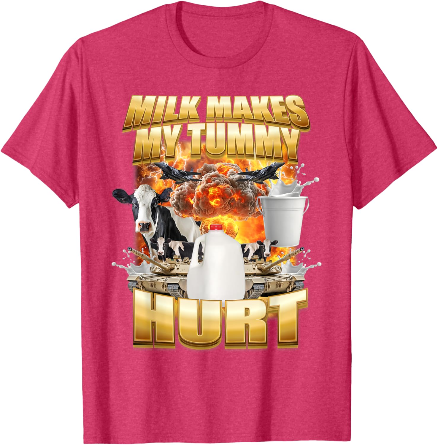 Funny Cow Meme T-Shirt for Milk Lovers - Tummy Hurt Humor Shirt - 8