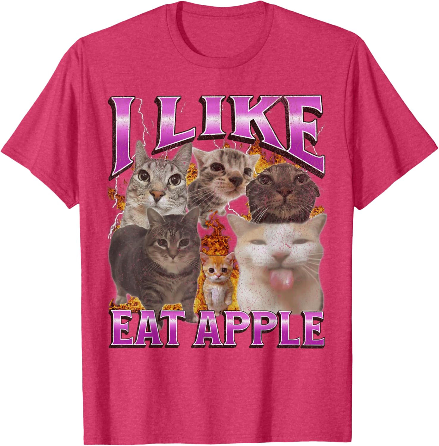 Funny Cat Meme Graphic T-Shirt I Like Eat Apples for Men and Women - 14