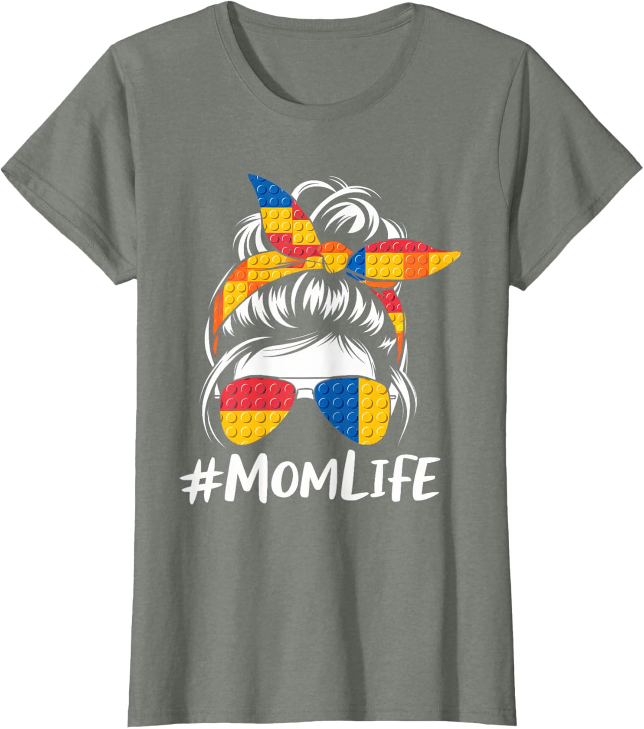 Messy Bun Mom Life T-Shirt for Master Builders - Perfect Mothers Day Gift - 15
