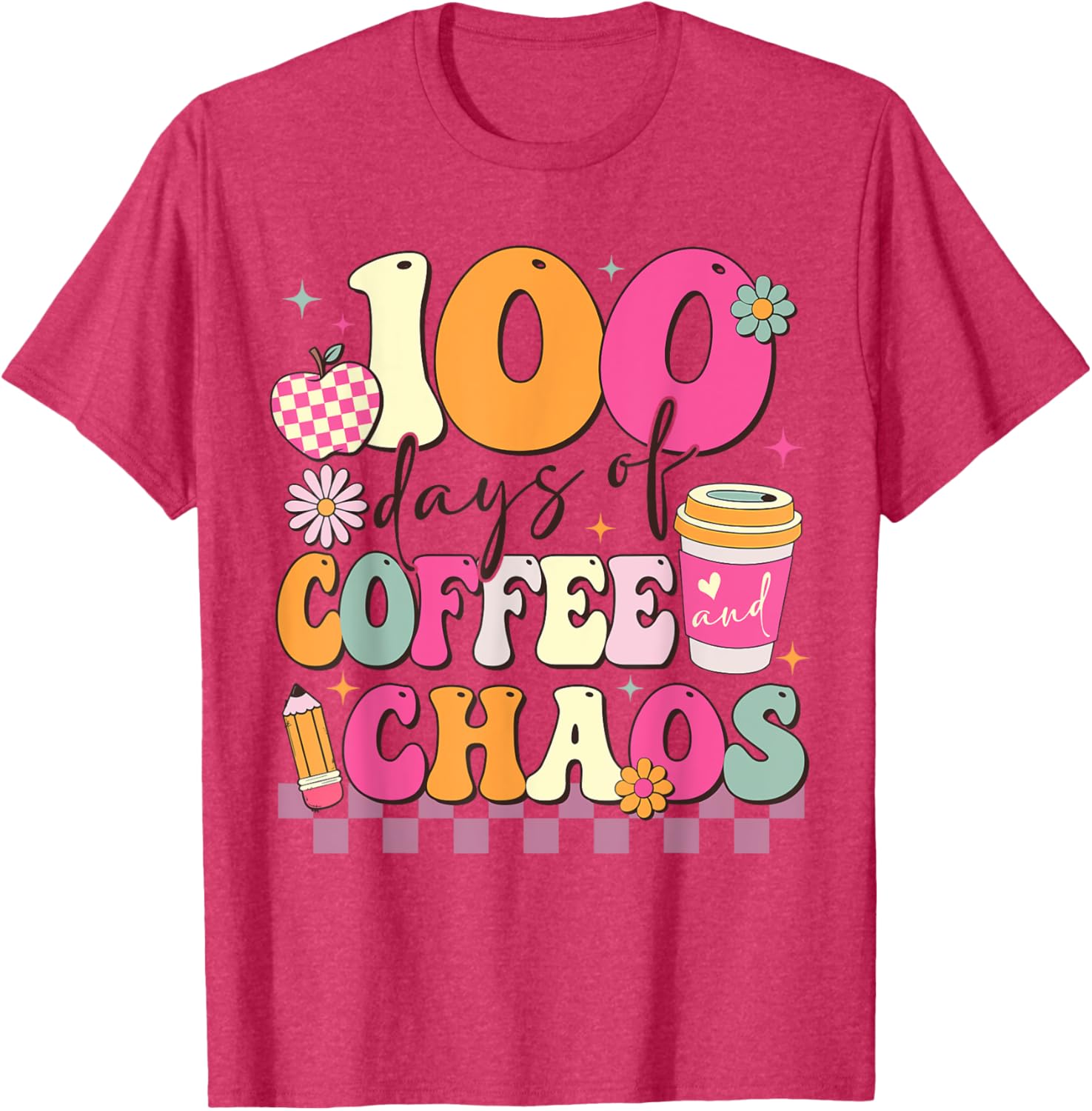 100 Days of Coffee and Chaos 100th Day School T-Shirt for Kids - 19
