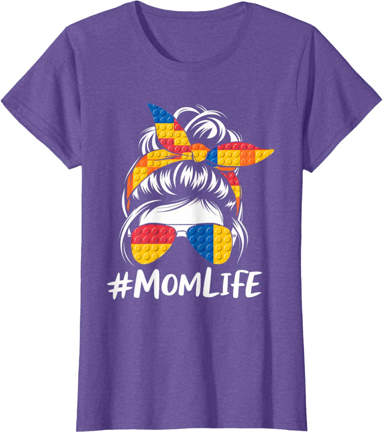 Messy Bun Mom Life T-Shirt for Master Builders - Perfect Mothers Day Gift - 16