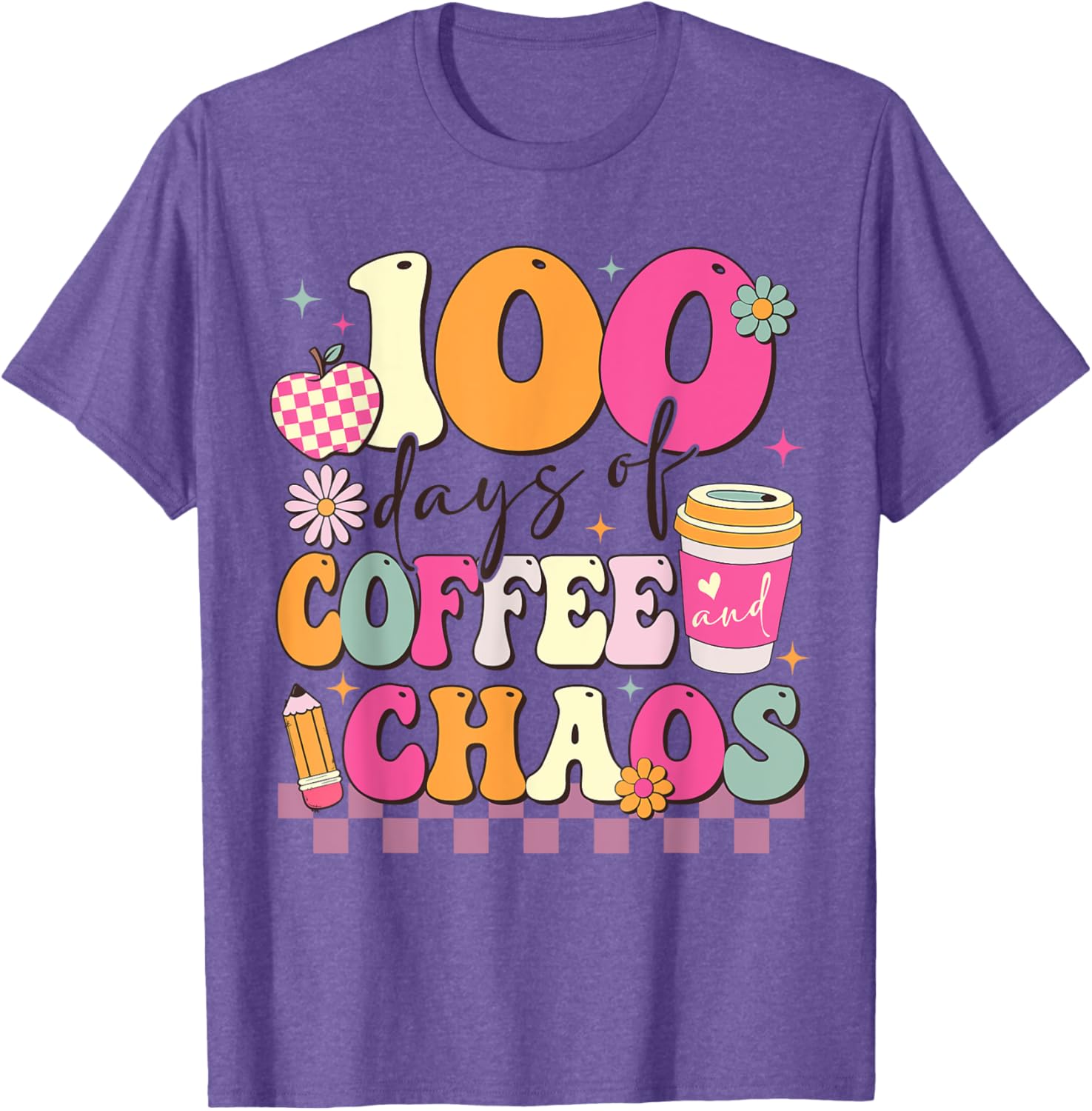 100 Days of Coffee and Chaos 100th Day School T-Shirt for Kids - 16