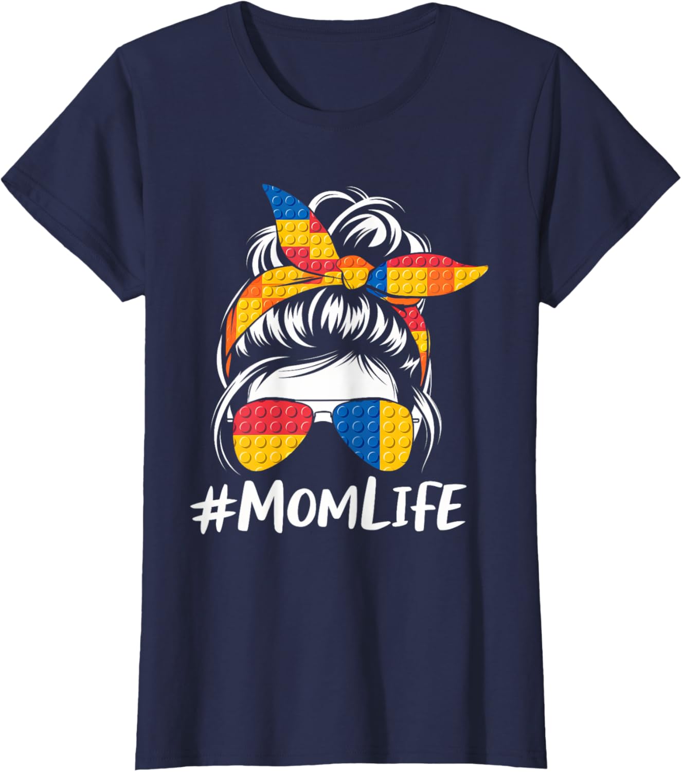 Messy Bun Mom Life T-Shirt for Master Builders - Perfect Mothers Day Gift - 6