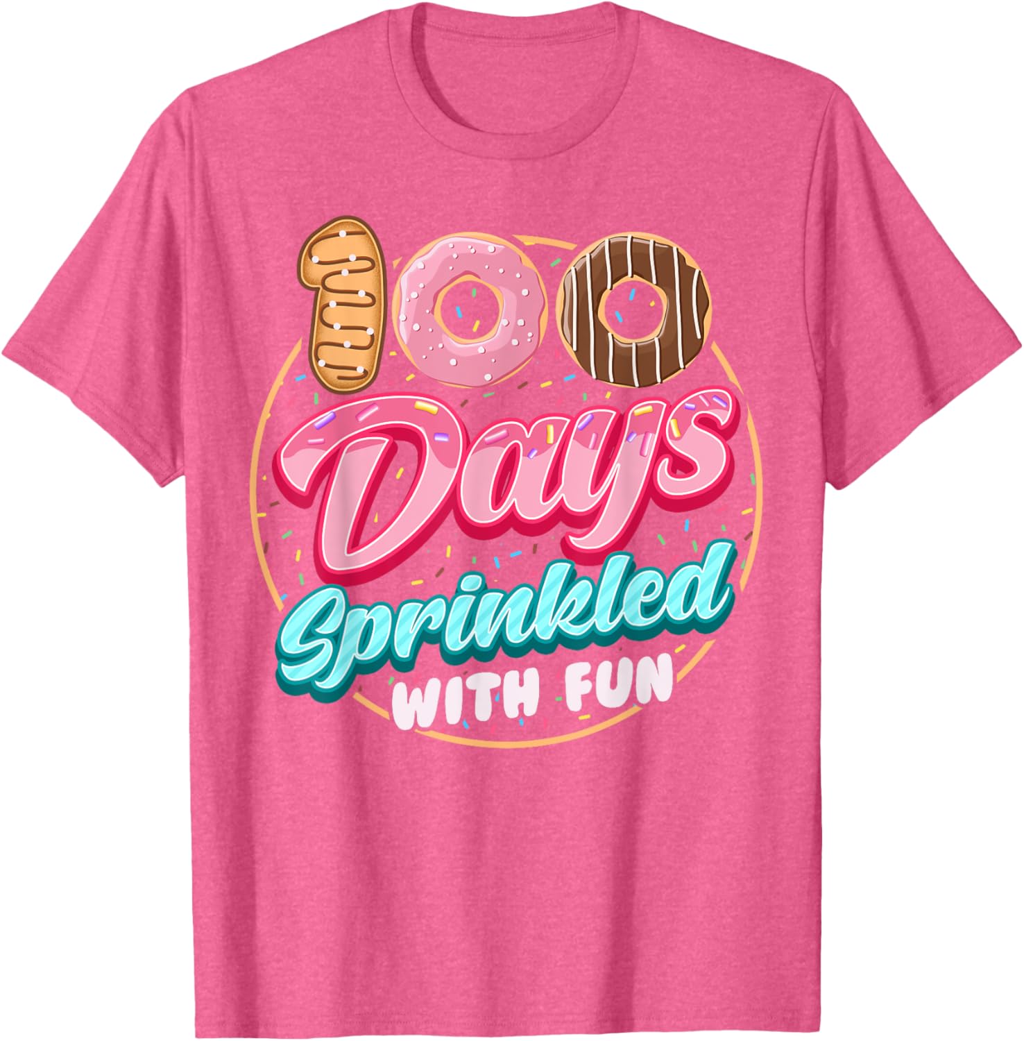 100 Days of Fun Donuts Girls T-Shirt for 100th Day of School Celebration - 3