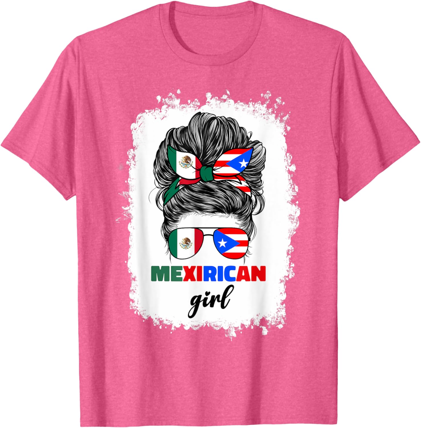 Mexirican Girl Mix T-Shirt Half Mexican Puerto Rican Flag Design - 17
