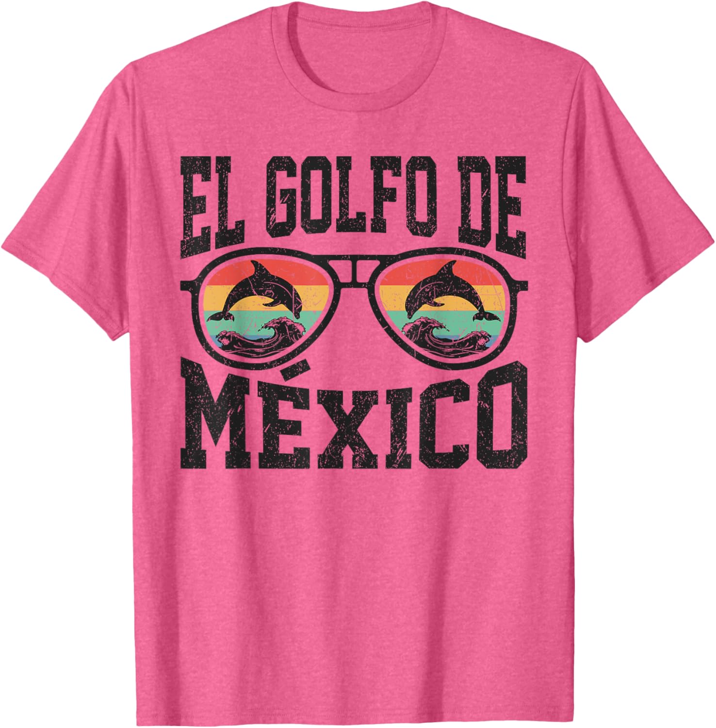 El Golfo De Mexico Dolphin Beach T-Shirt Retro Vintage Sunglasses Style - 14