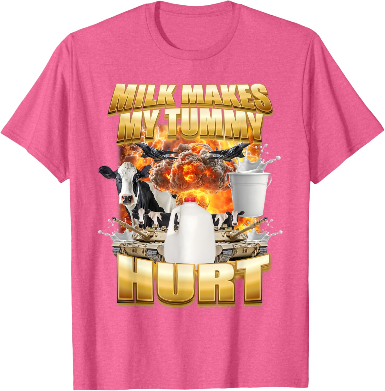 Funny Cow Meme T-Shirt for Milk Lovers - Tummy Hurt Humor Shirt - 12