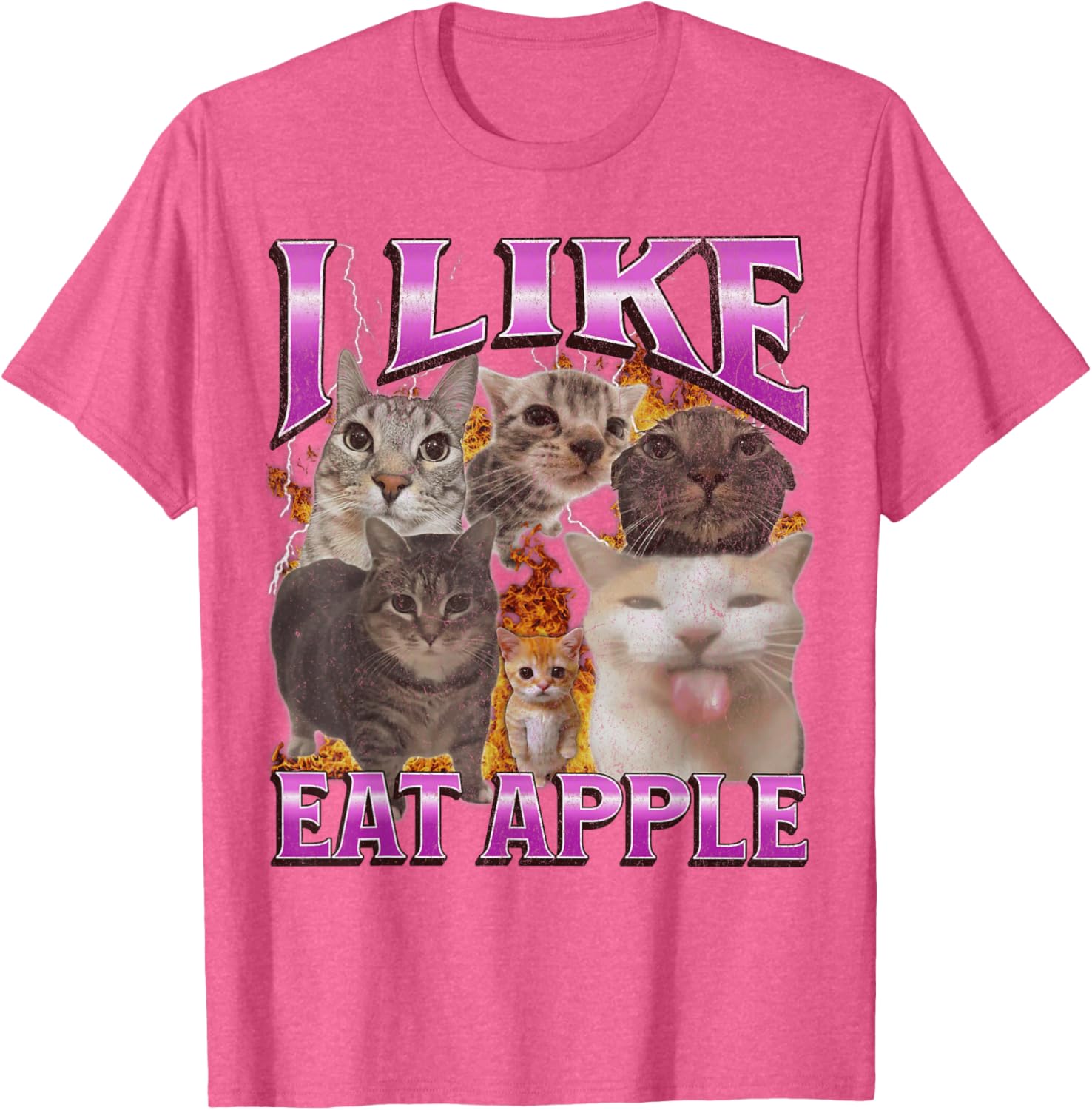 Funny Cat Meme Graphic T-Shirt I Like Eat Apples for Men and Women - 8