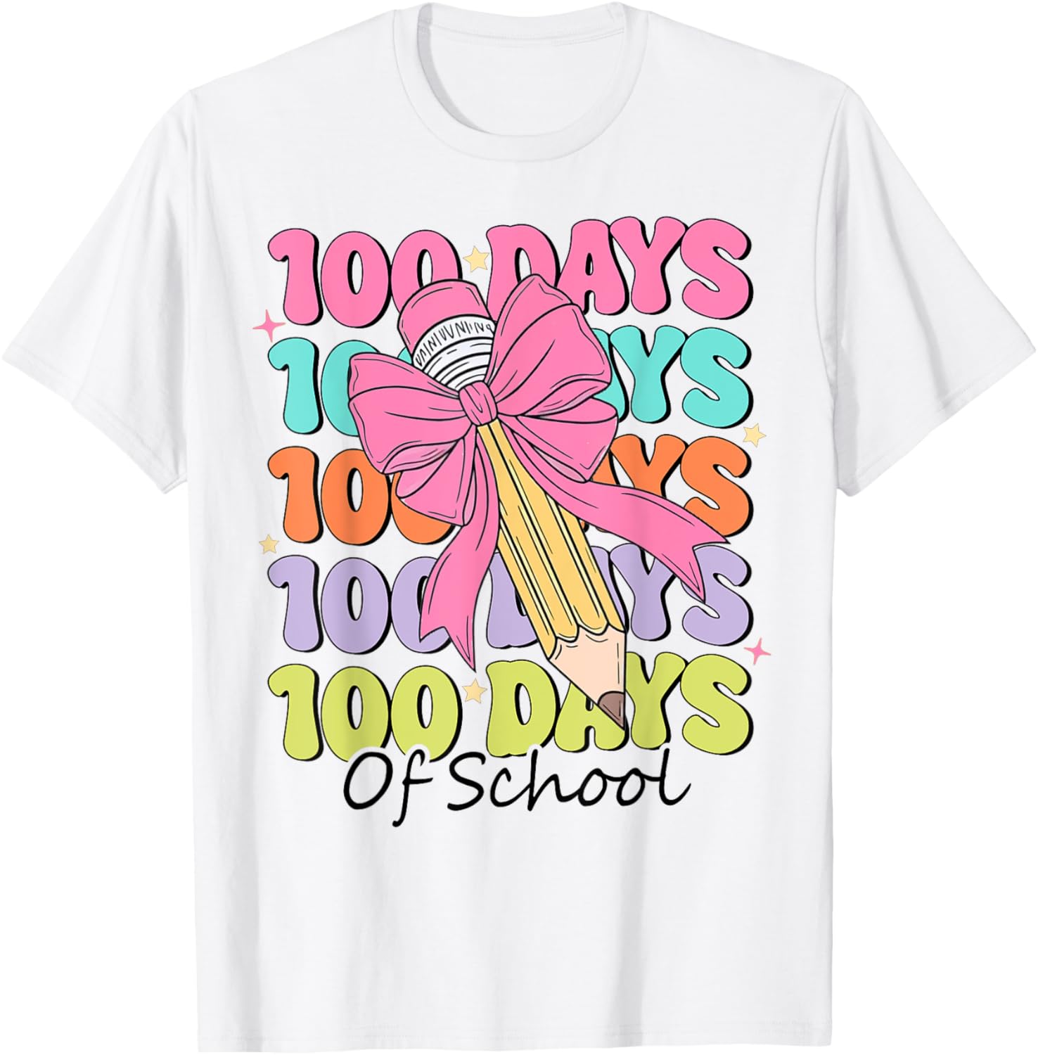100 Days of School Teacher Coquette Bow T-Shirt for Fun Classroom Celebrations - 15