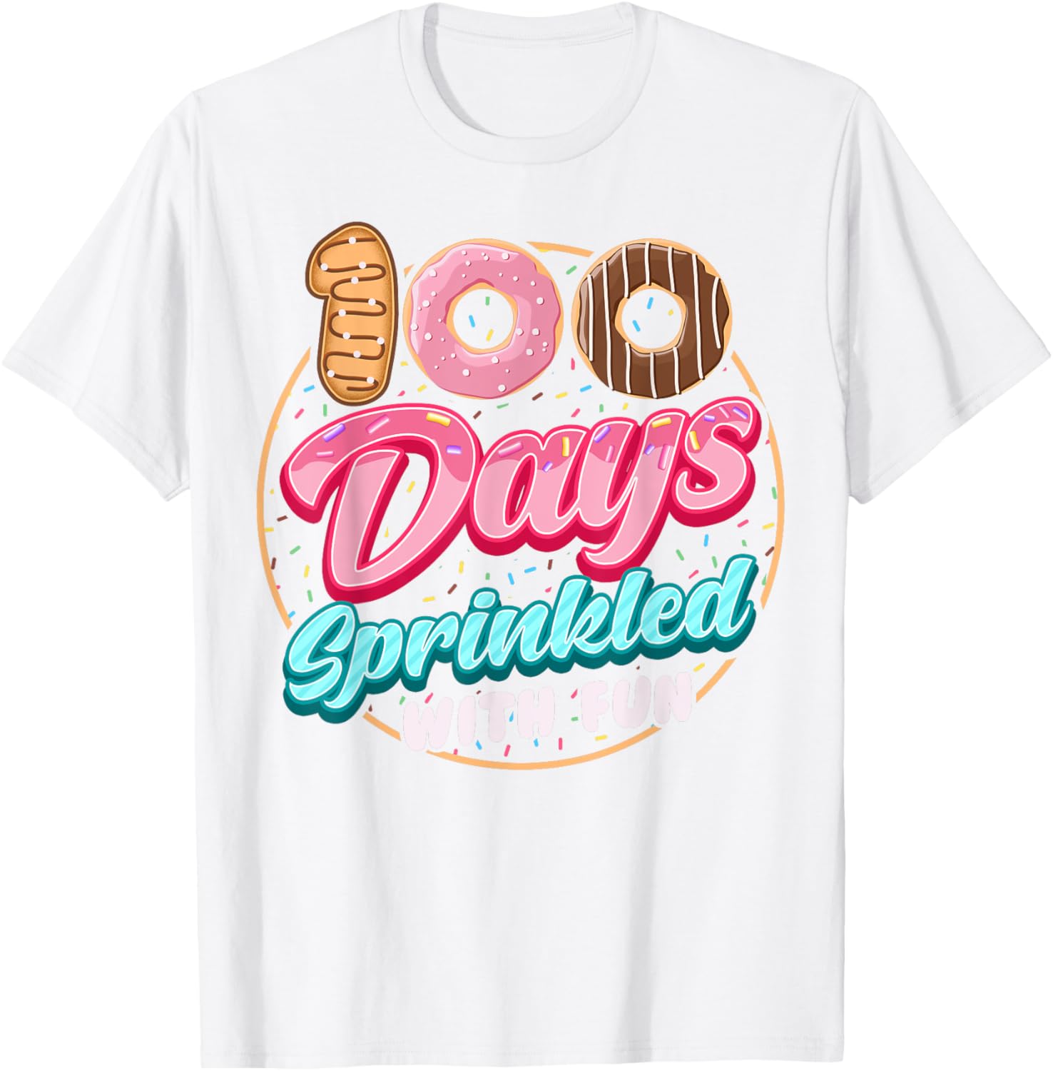100 Days of Fun Donuts Girls T-Shirt for 100th Day of School Celebration - 2