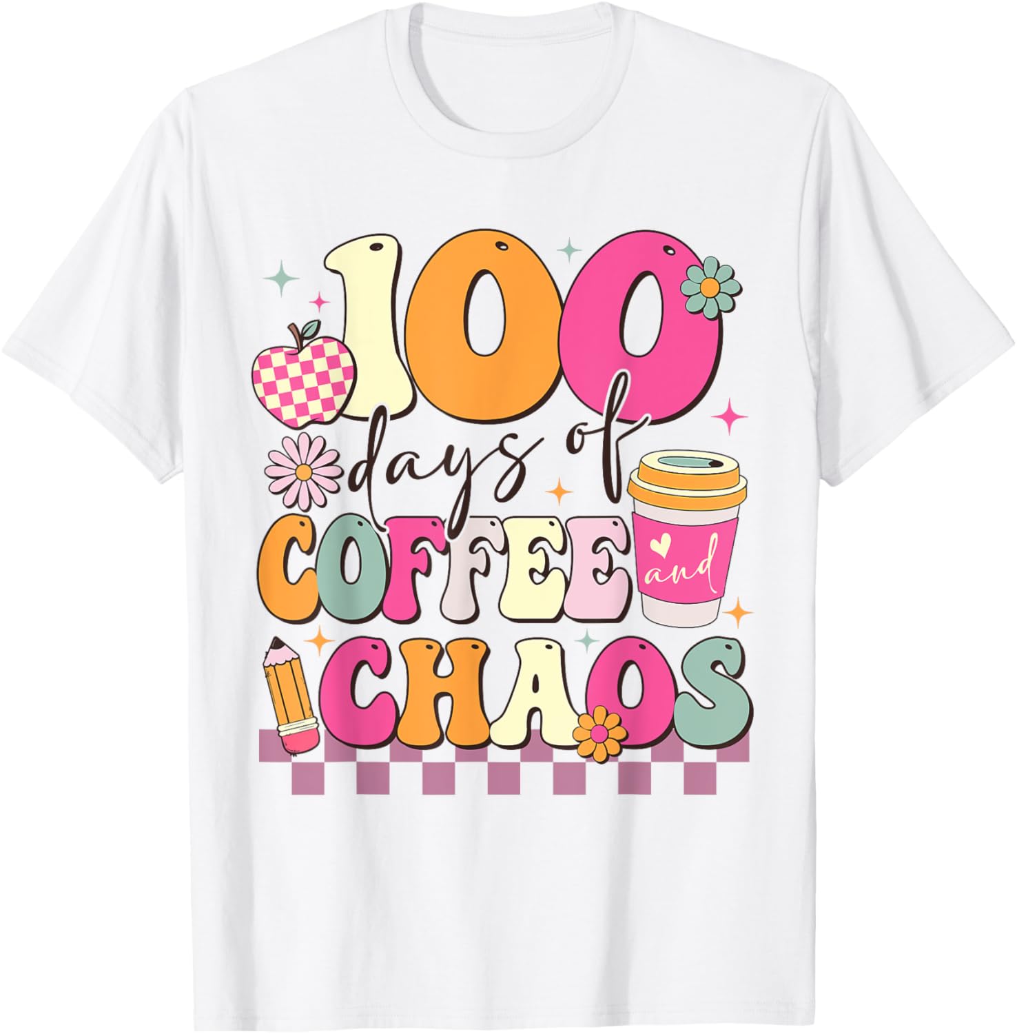 100 Days of Coffee and Chaos 100th Day School T-Shirt for Kids - 2