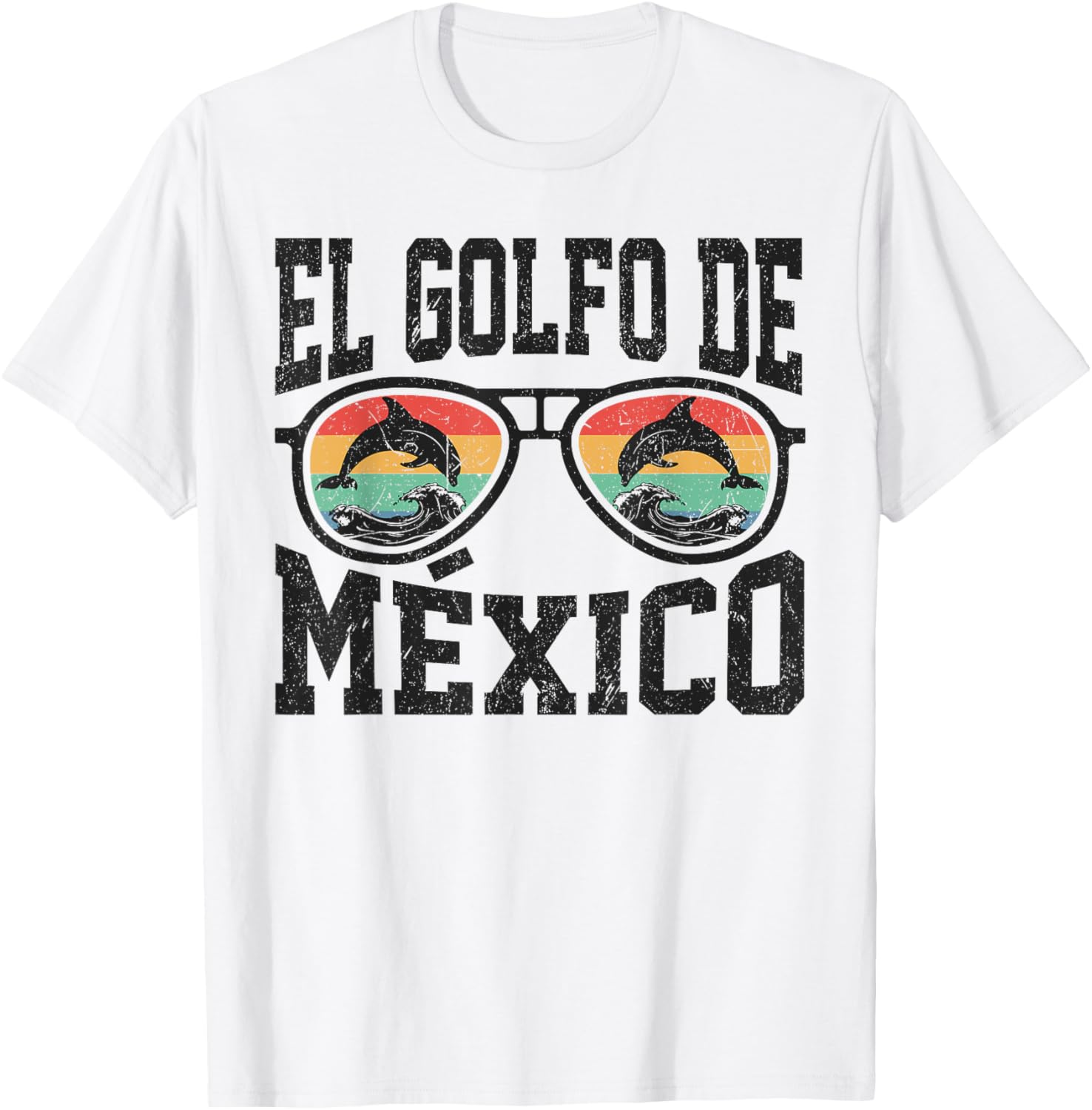 El Golfo De Mexico Dolphin Beach T-Shirt Retro Vintage Sunglasses Style - 19